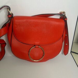 Elegant Red Leather Shoulder Bag